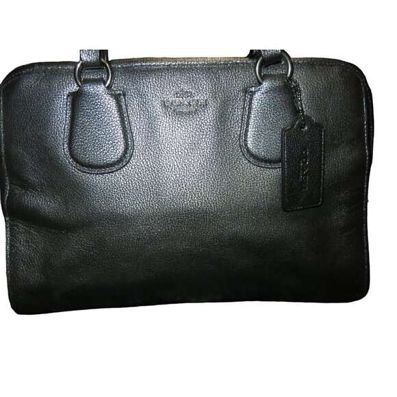 COACH Nolita 2015 Gunmetal Metallic Pebble Leather Satchel Crossbody Tote 35964 - Picture 3 of 16